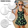 thumbnail image 6 of Xoenoiee Green Shamrock Star Print Girls Swim Dress Sleeveless Swimwear One Piece Swimsuit with Skirt, St. Patrick's Day UPF 50+ Toddler Kids Bathing Suit for Beach, 10-11 Years, 6 of 7