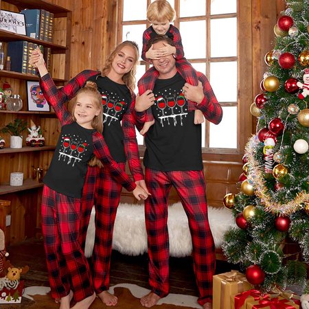 

Verugu Christmas Pajamas for Family Matching Christmas Pajamas Set Classic Xmas Print Pjs Sleepwear Sets Christmas Pajamas Gifts for Kids Adults Funny Holiday Sleepwear Mom L