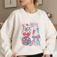 thumbnail image 4 of Retro USA 1776 Patriotic Sweatshirt for Women - Vintage Red White Blue Graphic Pullover with Cherries, Milkshakes, Stars & Bow - 4th of July Top, 4 of 7