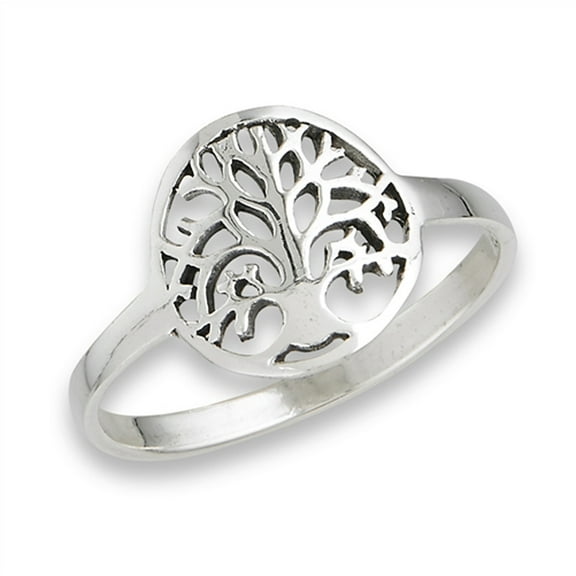 Filigree Oxidized Tree of Life Ring .925 Sterling Silver Band Jewelry Female Male Unisex Size 5