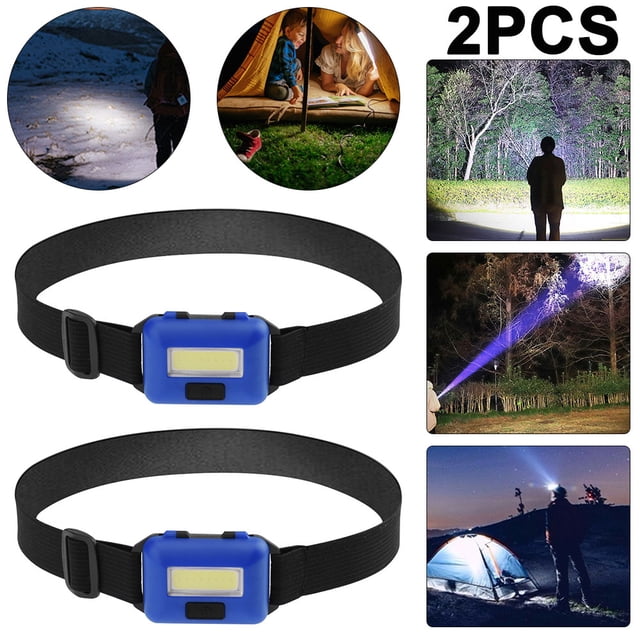 Linterna COB Impermeable 3 Modos 2 Uds Faro Delantero para Exteriores Antorcha azul FLhrweasw