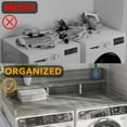 thumbnail image 3 of Wood 2-Tier Washer Dryer Countertop with Edge Rails, 54" W x 27.5" D Washer and Dryer Topper for Laundry Room Organization and Storage, Grey Stripe, 3 of 6