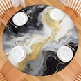 thumbnail image 2 of Black Marble Gold Line Pattern Round Fitted Tablecloth with Elastic Edge,Dining Table Cover Waterproof,Outdoor Round Tablecloth for Camping,Dining,Indoor and Outdoor, 2 of 7