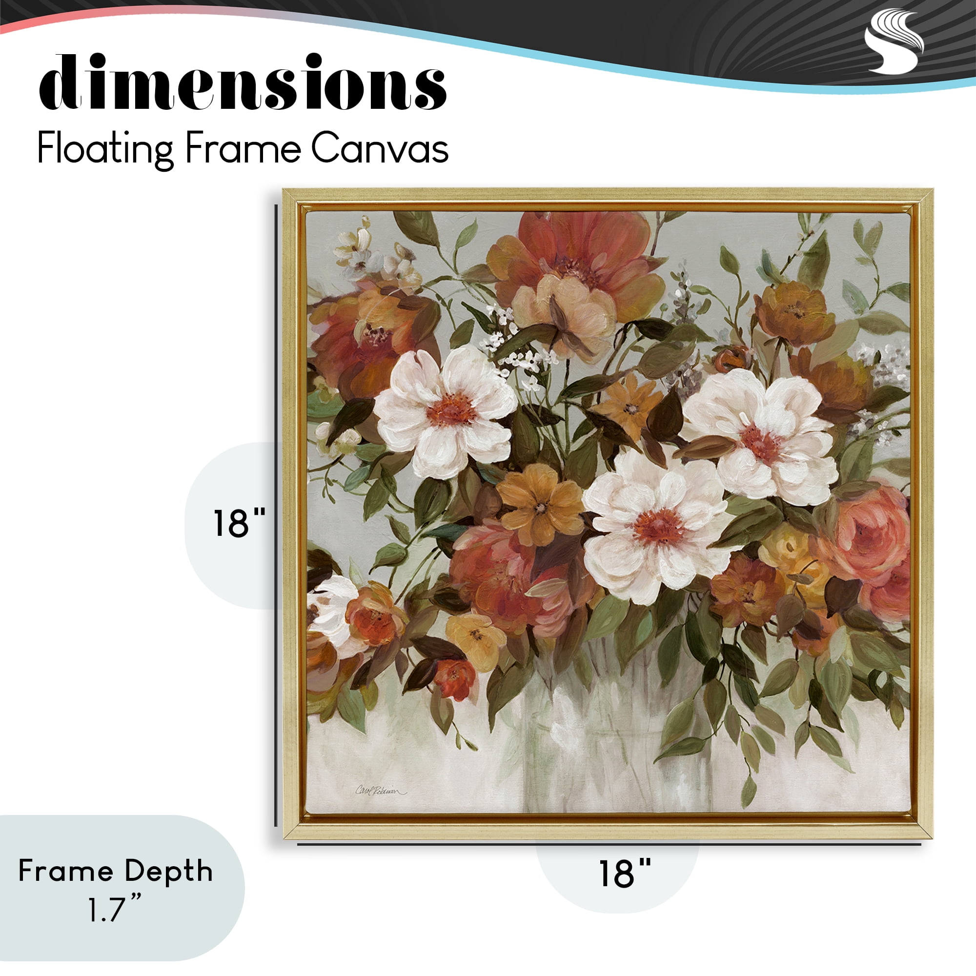 Stupell Industries Muted Vibe Bouquet Gold Framed Floater Canvas Wall Art, design by Carol Robinson