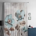 thumbnail image 5 of Tulip Flower Semi Sheer Curtains Drapes for Living Room, Bedroom, French Doors Window 96 Inches Long, Teal Brown Vintage Floral Plant Botanical Rod Pocket Chiffon Curtain Drapery Voile Drape Panel, 5 of 6