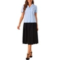 thumbnail image 2 of INSPIRAR CHIC Blusa vintage de cuadros con mangas abullonadas para mujer XL Azul claro, 2 of 6