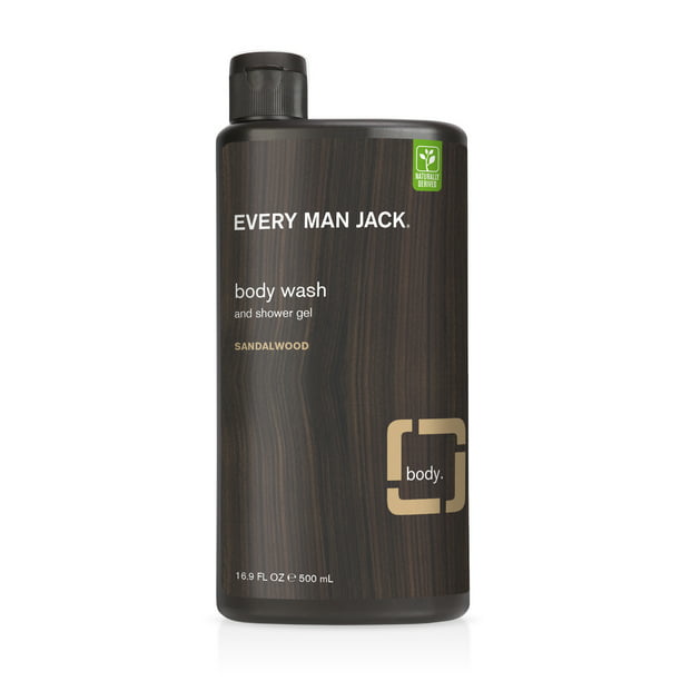 Every Man Jack Sandalwood Hydrating Body Wash for Men, 16.9 -