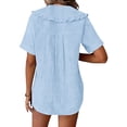 thumbnail image 6 of SAFUNY Women's Button Down Shirt Button Closure Short Sleeve Casual High Quality Material For Lasting Wear Light Blue L, 6 of 6