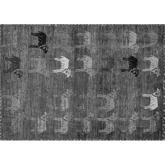 Ahgly Company Indoor Rectangle Abstract Gray Modern Area Rugs, 2' x 3'