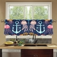 thumbnail image 4 of Yayeee Kitchen Curtains Tier Set of 2 Light Filtering 57"x24" Over Sink Window Panels, Blue Anchor, 4 of 7