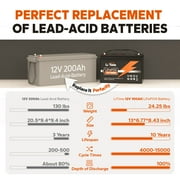 LiTime 12V 100Ah Lithium LiFePO4 Battery 1280Wh 4000-15000 Cycles for Marine Backup Power Solar
