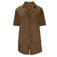 thumbnail image 6 of ZZwxWA Womens Silk Satin Pajamas Set Short Sleeve Pj Sets Button Down Pjs 2 Piece Sleepwear Loungewear Solid Color Homewear, 6 of 6