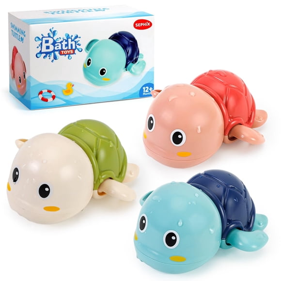 Tortuga nadadora SEPHIX de Bath Toys, de 1 a 3 años, con cuerda, paquete de 3