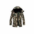 thumbnail image 1 of Abbraccia Abrigo acolchado para hombre, doble forro grueso, ropa de trabajo invierno, capucha desmontable, resistente al frío, 1 of 6