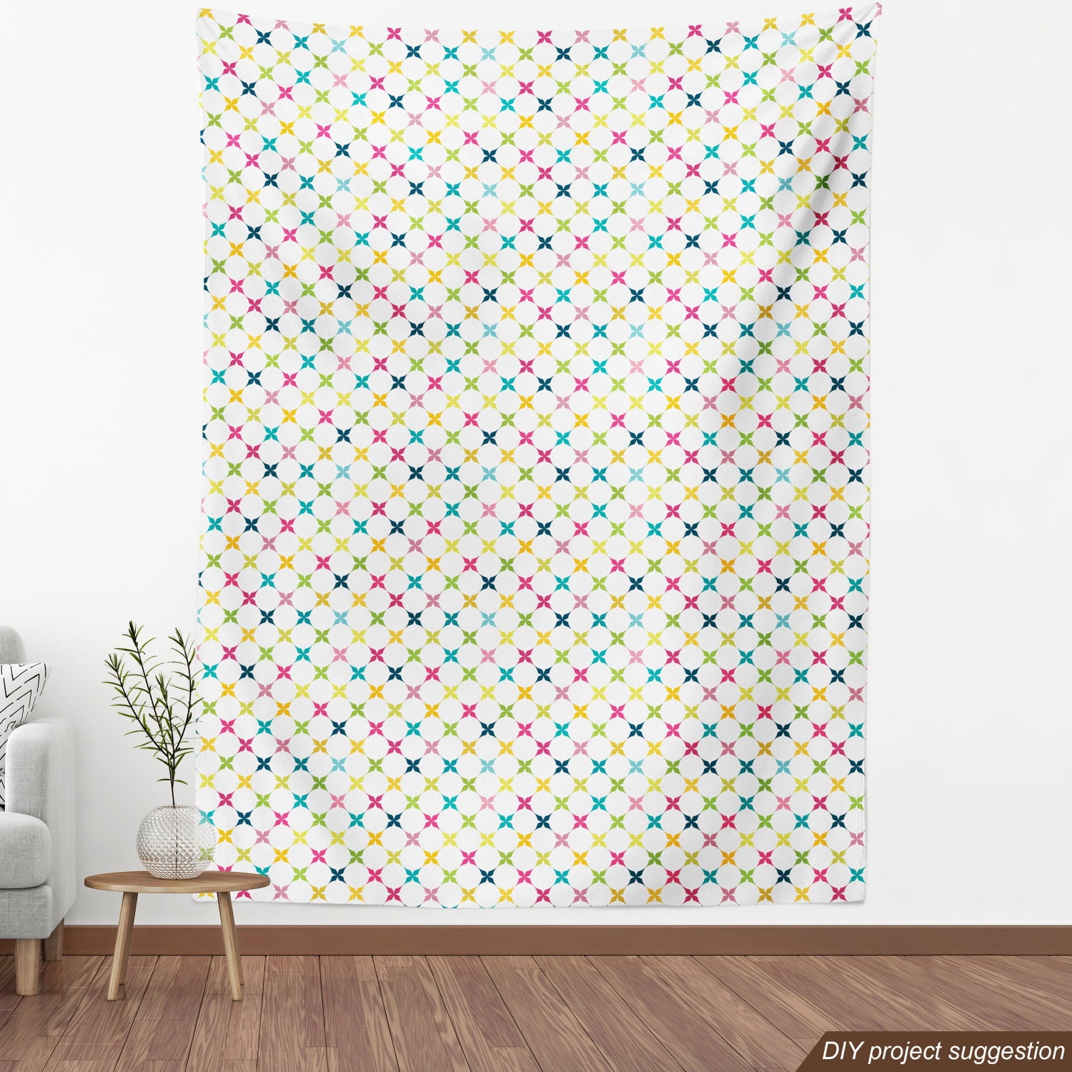 Buy Colorful Fabric by the Yard, Floral Stars Lattice and Plain Colored