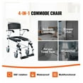 thumbnail image 2 of Shower Wheelchair Commode, 350 LBS Capacity, Adjustable Height, Flip-Up Arms & Footrests, Lockable Wheels, Removable Bucket, for Elderly, Seniors, Disabled, 2 of 7