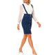 thumbnail image 4 of Falda con tirantes INSPIRE CHIC para mujer, falda lápiz de cintura alta con botones y cinturón, azul oscuro M, 4 of 5
