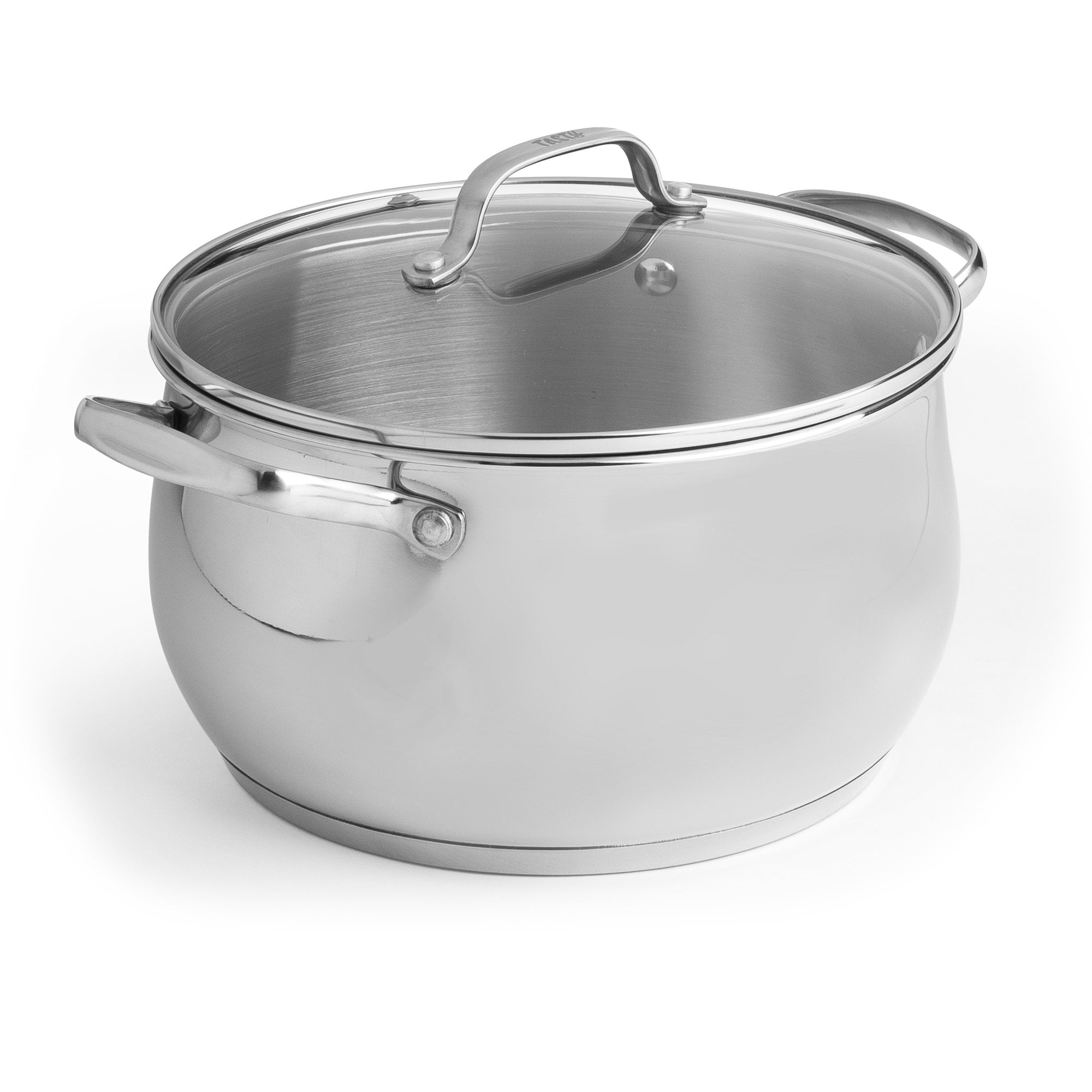 GoodCook Classic Stainless Steel 5-Quart Dutch Oven with Tempered Glass  Lid, Silver