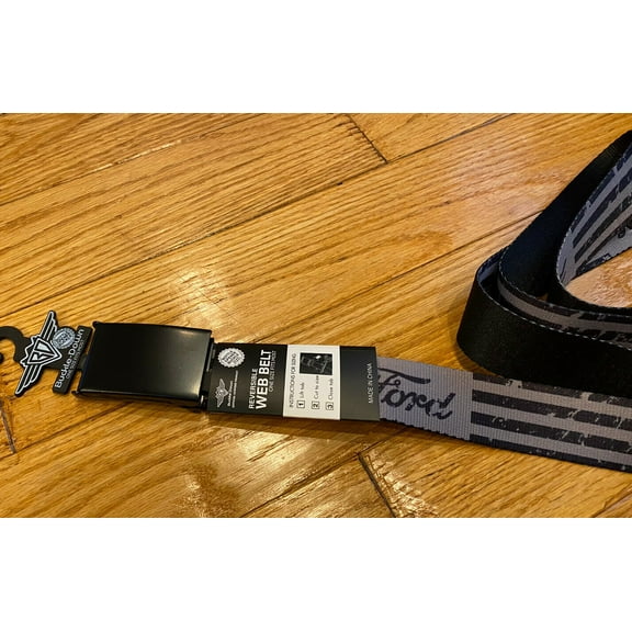 Buckle-Down Reversible Web Belt Ford Flag Logo w/ Bottle Opener Buckle Adjustable size