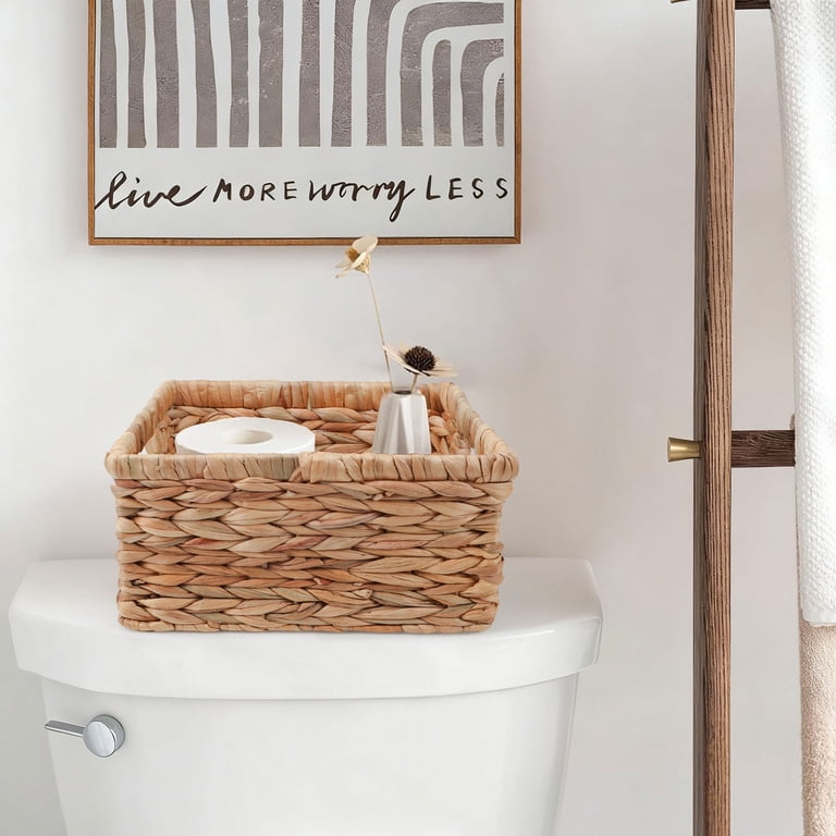 Water Hyacinth Storage Baskets, 2-Pack, Off-White photo 2