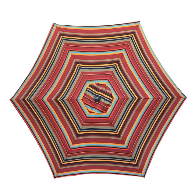 Parapluie Extérieur de 8,6 Pi avec Bouton Poussoir Inclinable/manivelle, Rayures Rouges