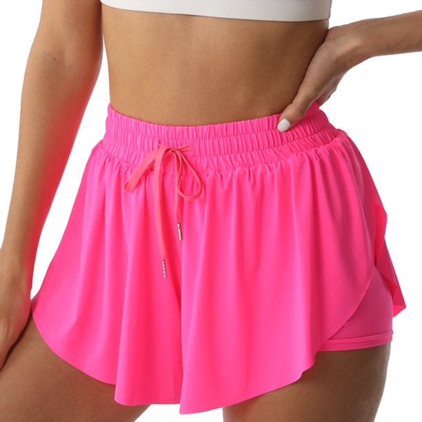 LuxurInnov Flowy Athletic Shorts for Women Running Tennis Butterfly