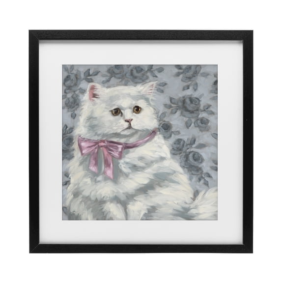 Stupell Industries Coquette Kitty Portrait Black Framed Print Under Glass, design by Sara G. Designs