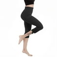 thumbnail image 6 of Htigea Under $10 High Waisted Capri Leggings for Women Casual Workout Yoga Pants Stretchy Slim Fit Capris with Bottom Drawstring Soft Comfortable Summer Clothing Black S, 6 of 9