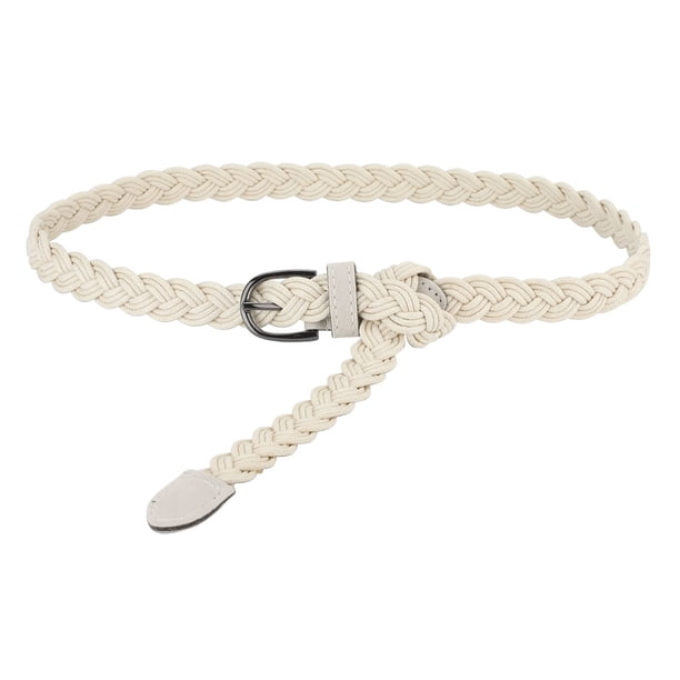 Cinturón Trenzado Fino uxcell Ajustable Con Cordón de Piel Sintética para Mujeres Blanco Talla única