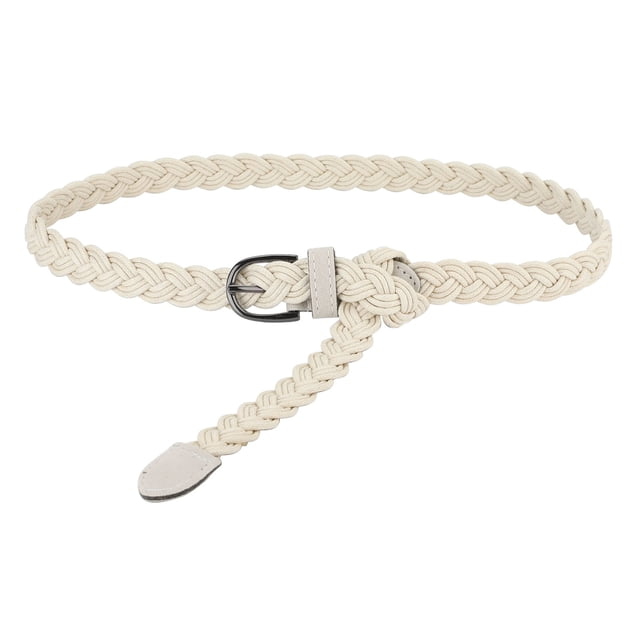 Cinturón Trenzado Fino uxcell Ajustable Con Cordón de Piel Sintética para Mujeres Blanco Talla única