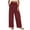 Wine, variant on oiangi Wide Leg Pants Boho Smocked Elastic Waist Trousers Summer Beach Vacation Palazzo Pant with Pockets Dark Blue M