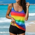 thumbnail image 2 of HAPIMO 2Pc Tankini Swimsuit Sleeveless Bathing Suit Dressy Gradient Tunic Beachwear Hide Belly Tank Tops with Boyshorts Swimwear Tropical Hawaii Hot Spring Beach Dress Multicolor, 2 of 7
