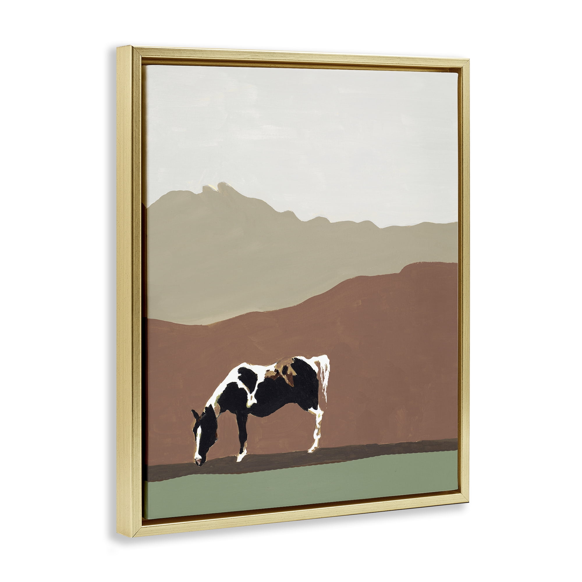 Stupell Industries Modern Mountains Horse Gold Framed Floater Canvas Wall Art, design by Patricia Pinto