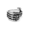 thumbnail image 1 of Men's Stainless Steel Ring Band Silver Tone Black Skull Hand Bone, 1 of 5