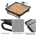 thumbnail image 4 of 2 Pcs Deck Railing Bird Feeder Tray for Balcony 7 x 7 x 2 Inch Compact Platform Bird Seed Tray with 4 Fixed Elastic Rope Ground Mesh for Garden Backyard Outside Wild Birds or Squirrels, 4 of 7