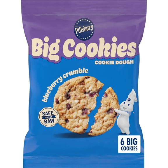 Pillsbury Ready to Bake! Big Cookies Blueberry Crumble Flavored Cookie Dough, 6 Count, 14 oz