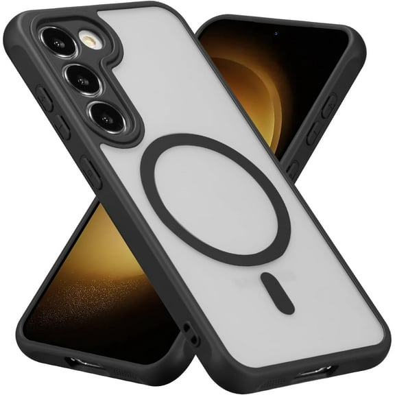 Magnetic for Samsung Galaxy S23 Plus Case [Compatible with Magsafe] Slim Frosted Matte Case Cover Translucent Hard PC Back Military Drop Protection Phone Case for Girls&Boys,Black