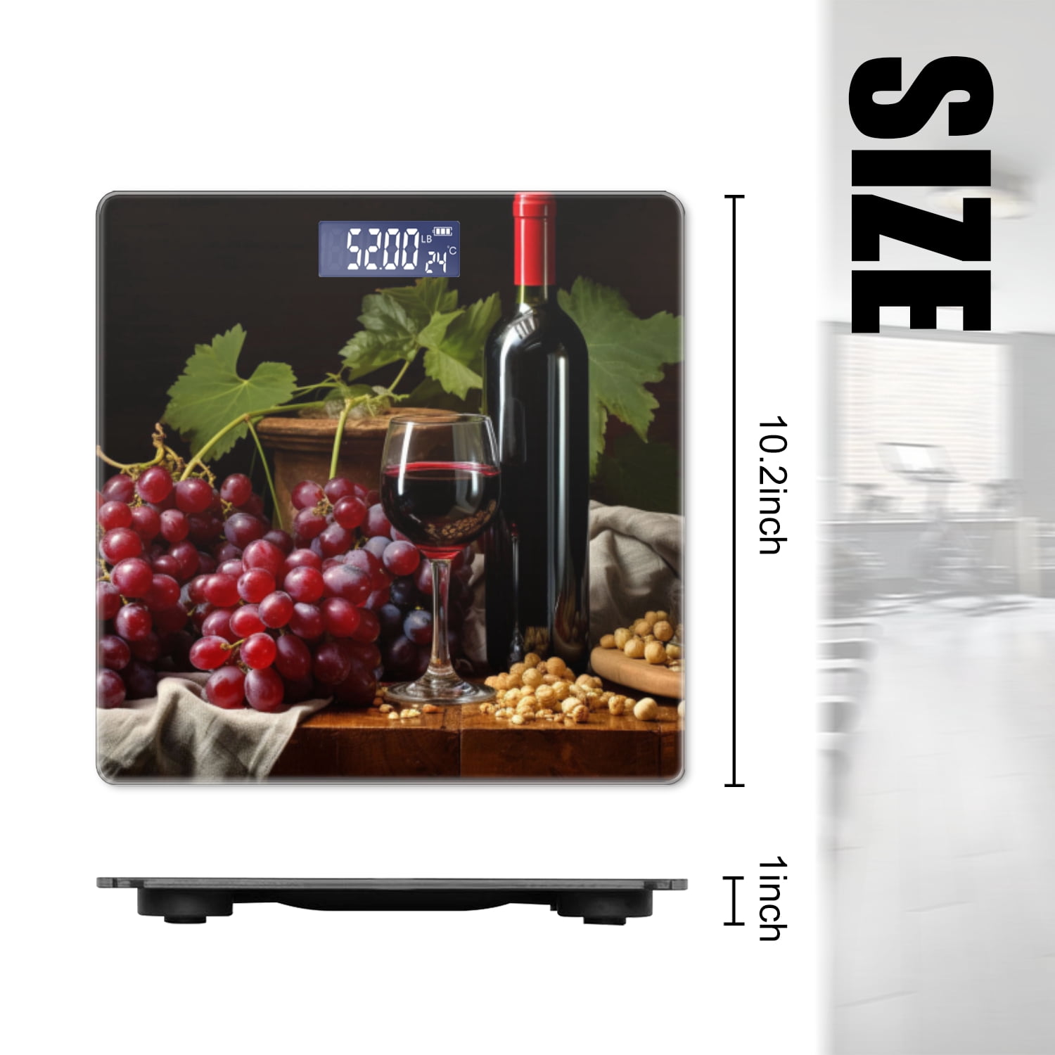 High Precision Body Weight Scale Smart Bathroom Scales with Large LCD Display(400lbs),Decorative for Bedroom-Bottle Of Red Wine And Hazelnuts On The Table