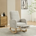 thumbnail image 3 of EBQOSK 25.4"W Rocking Chair for Nursery, High Back Glider Chair with Retractable Footrest, Side Pocket, Rocking Accent Armchair with Rubber Wood Legs for Living Room/Bedroom Light Gray, 3 of 7