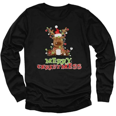 

Tstars Merry Chirstmess Cute Reindeer Xmas Lights Toddler Kids Long sleeve T-Shirt