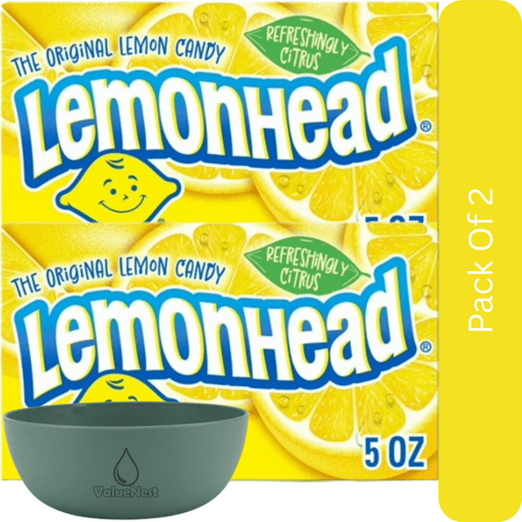Lemonhead Hard Lemon Candy, Theater Box, 5 oz-2pk, With Olive Green Bowl By ValueNest