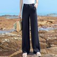 thumbnail image 4 of Black Linen Pants Womens Casual High Waisted Wide Leg Pants Button Up Straight Leg Trousers Womens Trousers, 4 of 6
