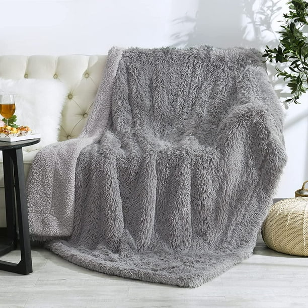 Soft Fuzzy Faux Fur Throw Blanket Shaggy Blankets, Fluffy Cozy Plush Comfy  Microfiber Fleece Blankets for Couch Sofa Bedroom - Tie Dye blue