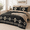Black Brown-King, variant on Black Brown Queen Size Boho Southwestern Aztec Geometric Pattern Comforter Bedding Set