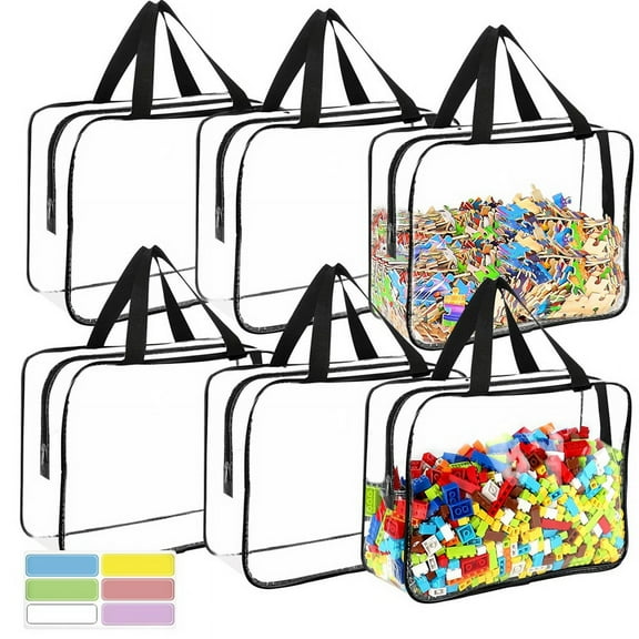 Large Toy Storage Bags with Labels, Reusable Clear PVC Board Game Storage, Travel Waterproof Organizer Bags with Zipper