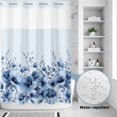 thumbnail image 2 of No Hook Shower Curtain, Blue Blooms Floral Shower Curtains for Bathroom with See Through Top Window, Spring Flowers Botanical Blue Ombre Waterproof & Washable Bath Curtain 60"x72", 2 of 9