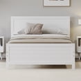 thumbnail image 2 of Miekor Wood Platform Bed Frame with Headboard, Mattress Foundation with Wood Slat Support, No Box Spring Needed, Full Size, White BC2A0727, 2 of 8