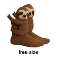 thumbnail image 3 of zaveiop Animal Socks, 3D Knit Animal Sloth Socks for women, Cute Plush Animals Hug Sock, Long Stocking Sock for Christmas Gifts (Brick Red, One Size), 3 of 6