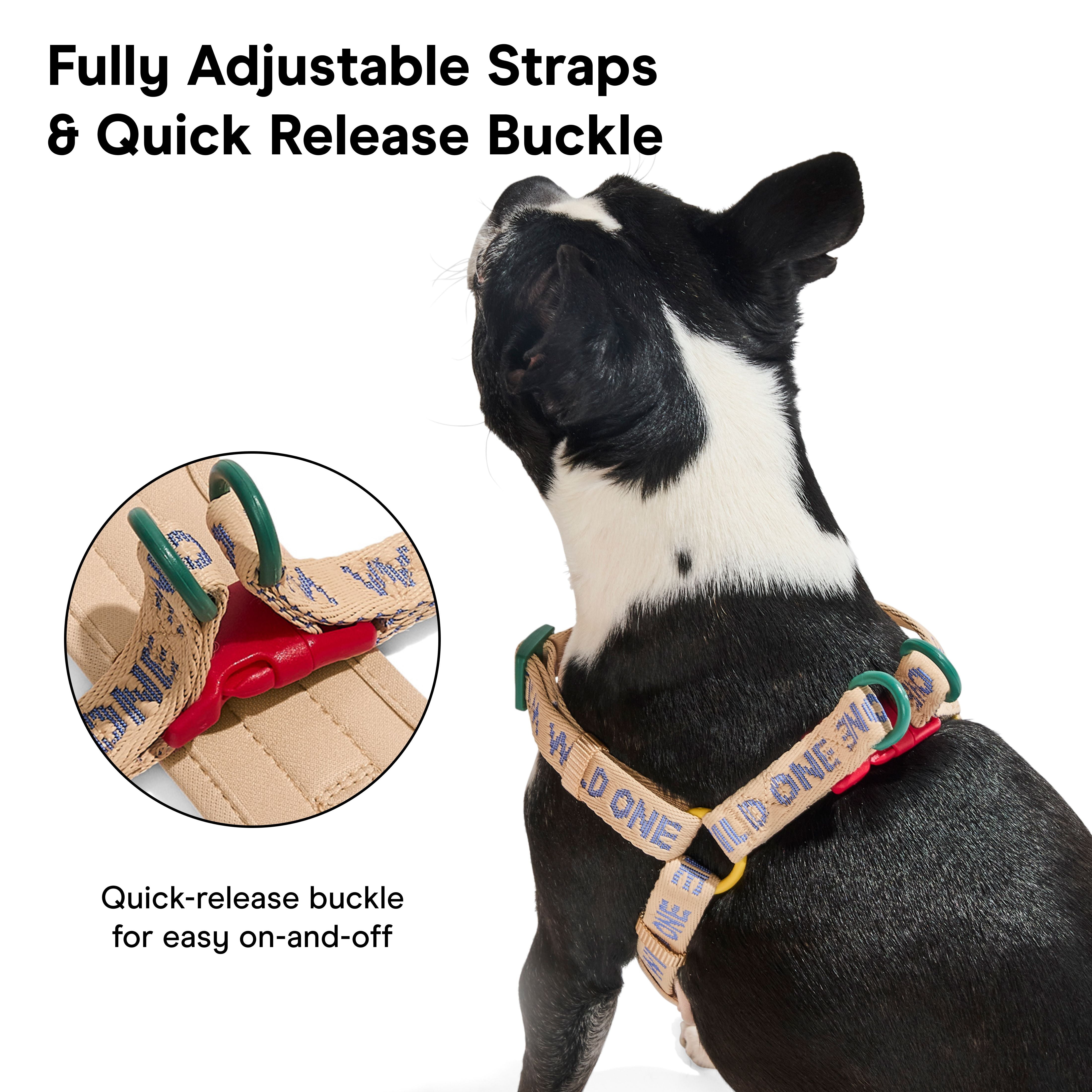 Wild One Adjustable Cushioned Step-In Dog Harness, Retro Tan Colorblock, Small