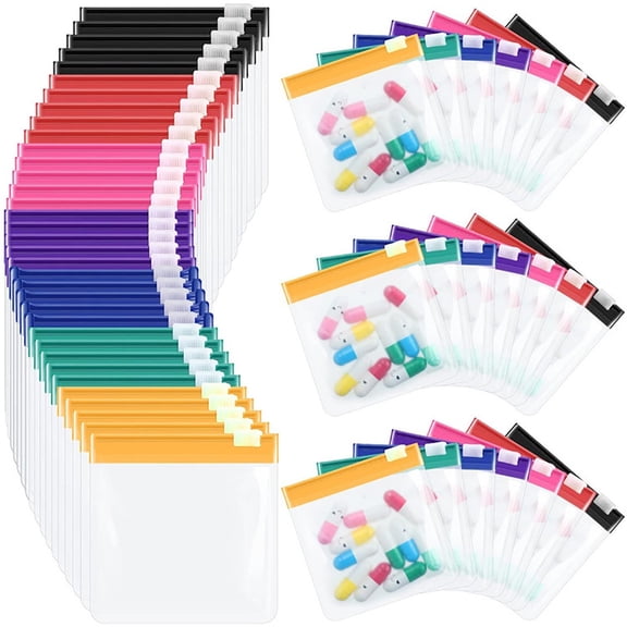 35 Pcs Pill Pouch Bags, Reusable Zippered Pill Pouch, Self Sealing Medicine Bag, with Slide Lock, Portable Pills Pouches for Travel Medicine Organizer(7 Colors)